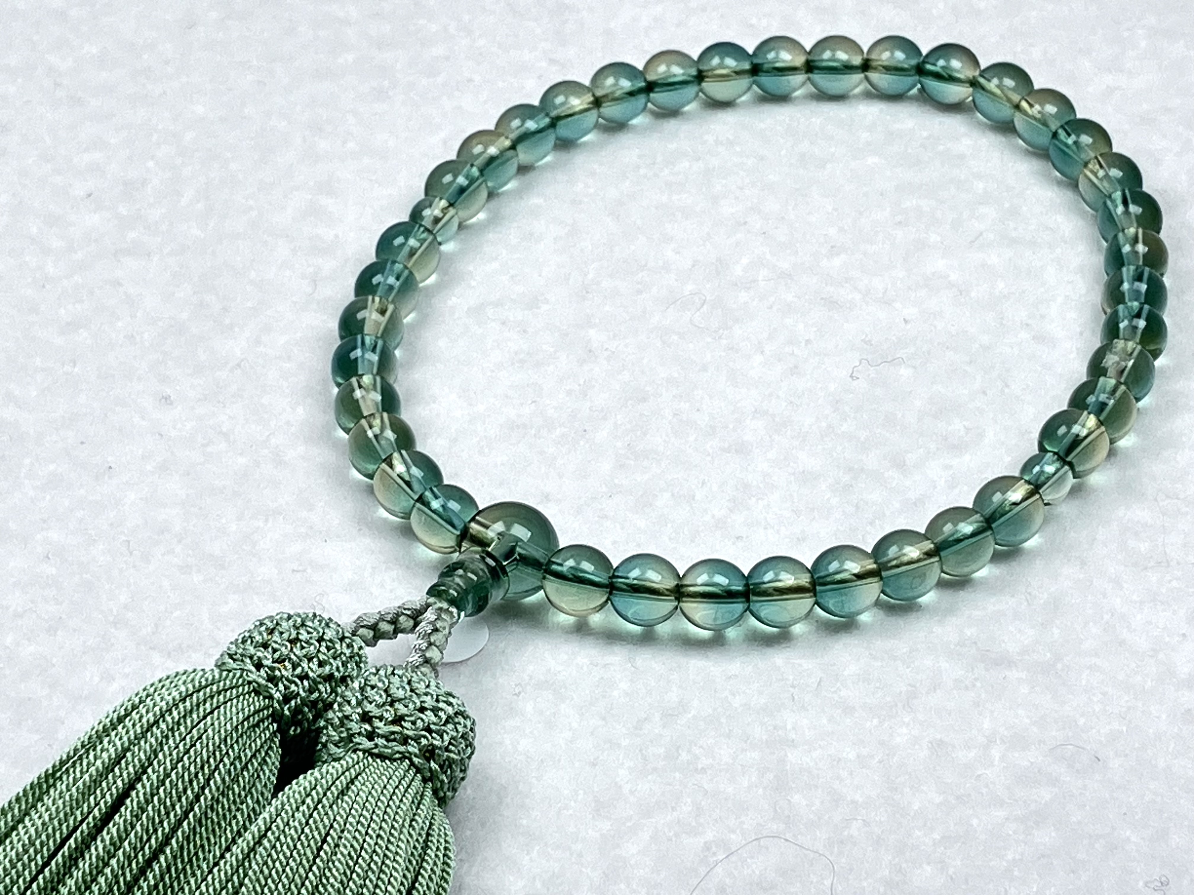 グリーンシトリンクォーツ7㎜片手　正絹頭房