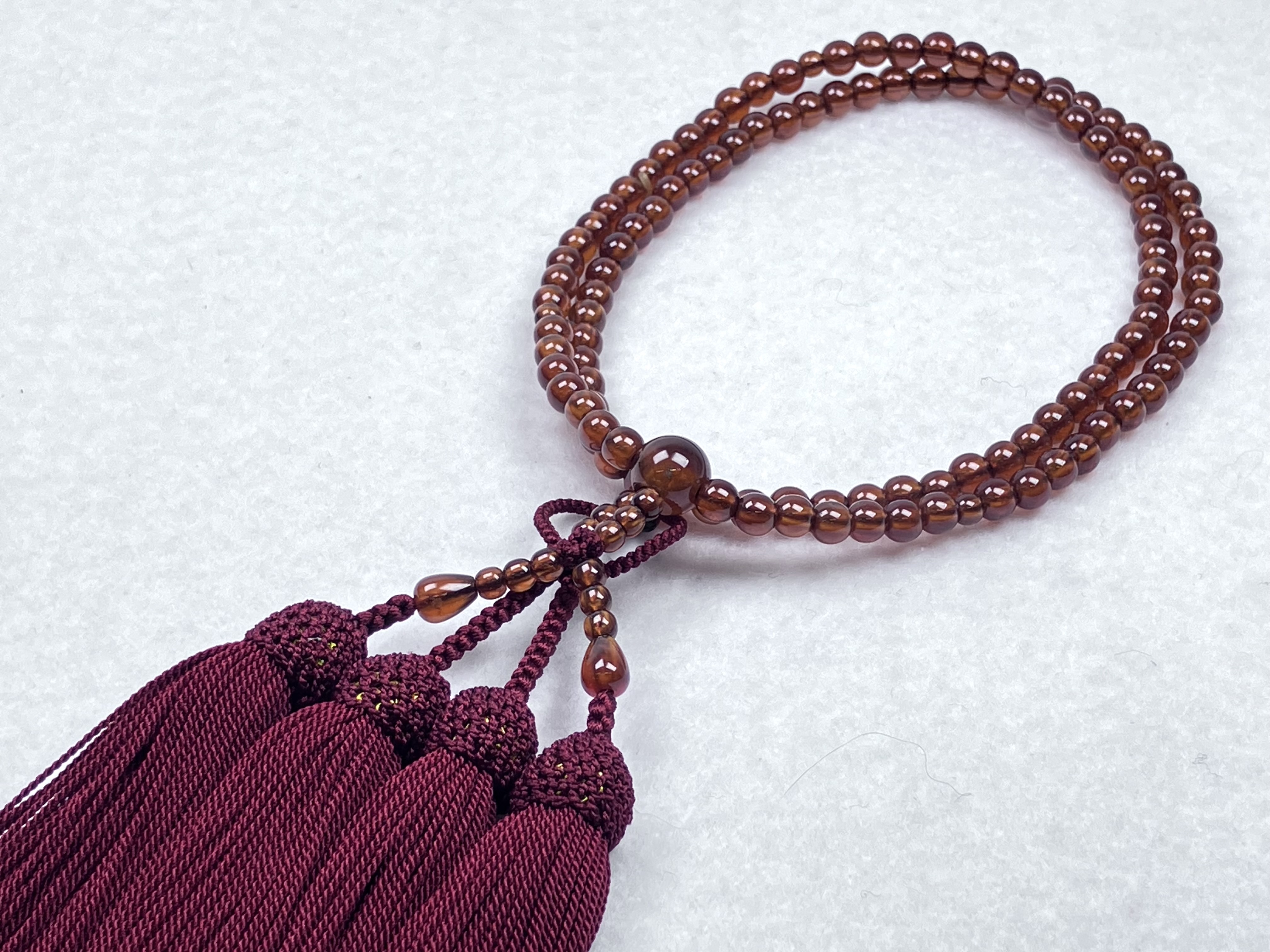 オレンジガーネット 8寸門徒　正絹頭房　浄土真宗